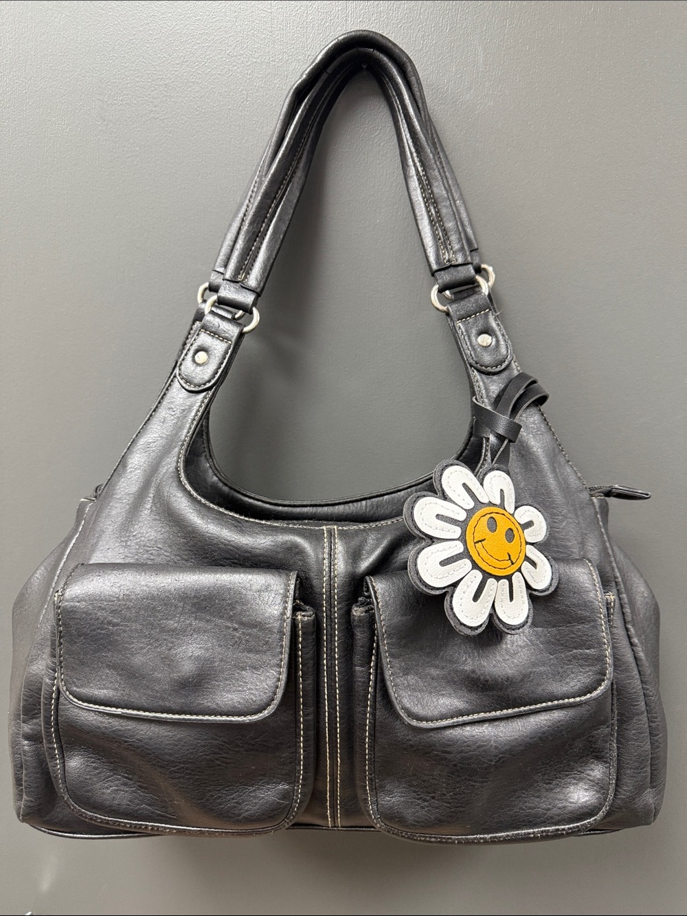 Source Unknown Hobo Shoulder Bag with Daisy Smiley Charm